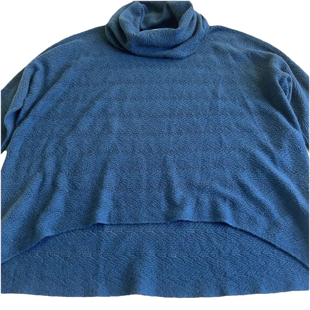 Garnet Hill Cashmere Cowl Neck Sweater Small Oversized Teal  Cutouts Lightweight
